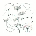 dandelion with petals and shukr sabr sukoon tattoo design idea
