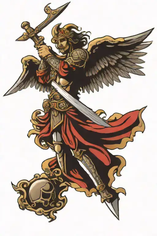Saint Michael Sword and Sheild tattoo design idea