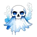 ghost pokemon emo skull with smoke tattoo design idea