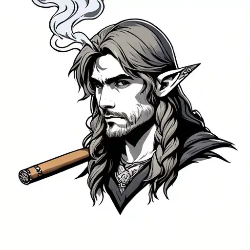 link smoking a blunt tattoo design idea