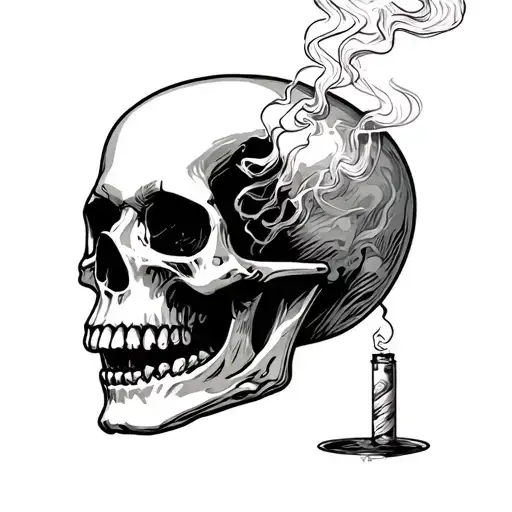 skull smoking a joint tattoo design idea