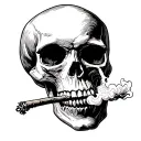 skull smoking a joint tattoo design idea