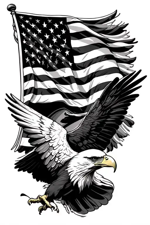 American Flag And Eagle tattoo design idea
