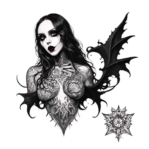 vamp goth full back tattoo tattoo design idea