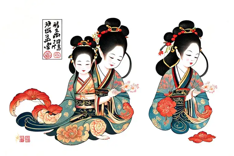 uncle and niece religious tattoo design idea