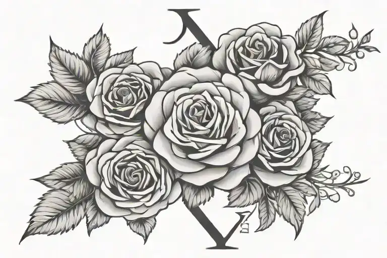 Roman numerals III-IV-LXXVIII with rose tattoo design idea