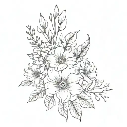 month flowers october january march april june november birthday bouquet tattoo design idea