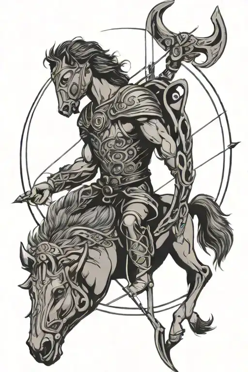 Sagittarius archer in celtic circle tattoo design idea