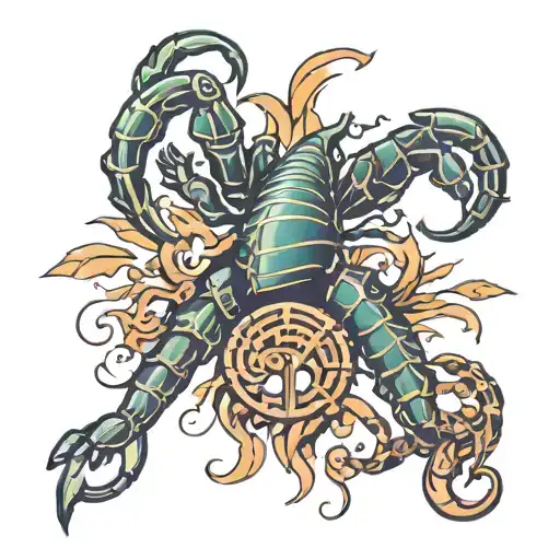 Scorpio and leo zodiac sign tattoo design idea