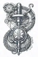 A sketch tattoo of a yazidi symbol intertwined with a stethoscope, representing your occupation as a surgeon and your cultural heritage tattoo design idea