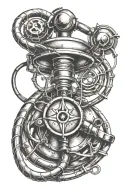 A sketch tattoo of a yazidi symbol intertwined with a stethoscope, representing your occupation as a surgeon and your cultural heritage tattoo design idea