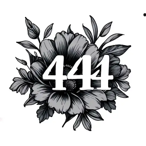 Flowers and numbers 444 tattoo design idea