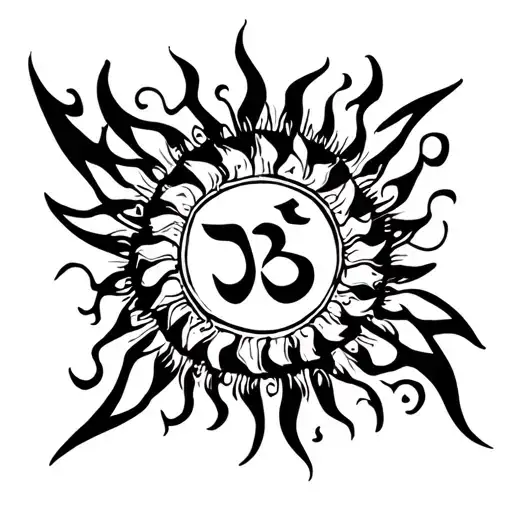Karna Sun Symbol with " १ "in the middle. Shoulder tattoo.  tattoo design idea
