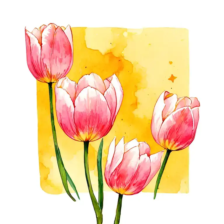 celestial tulips color tattoo design idea