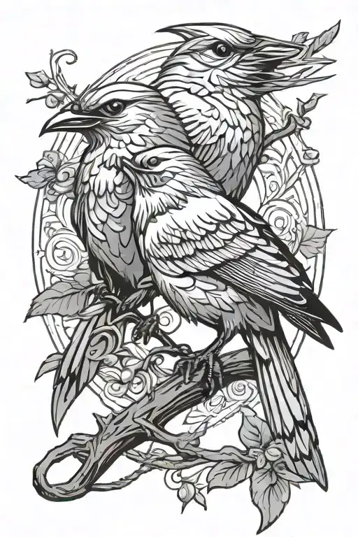 symbol of nightingales in Skyrim but with different styles tattoo design idea
