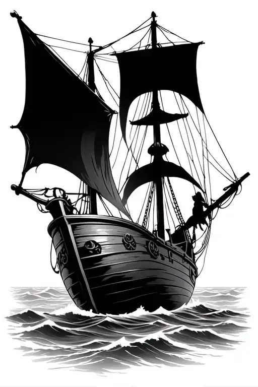 odysseus sailing his ship home tattoo design idea