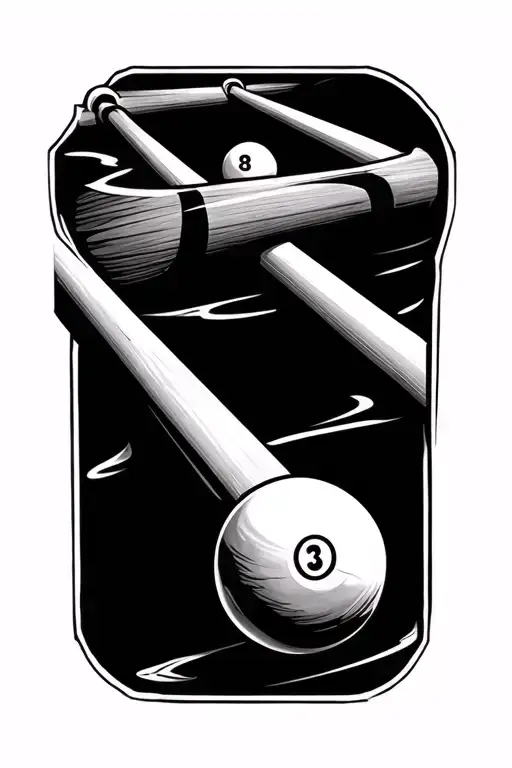 A billiards pool stick tattoo design idea