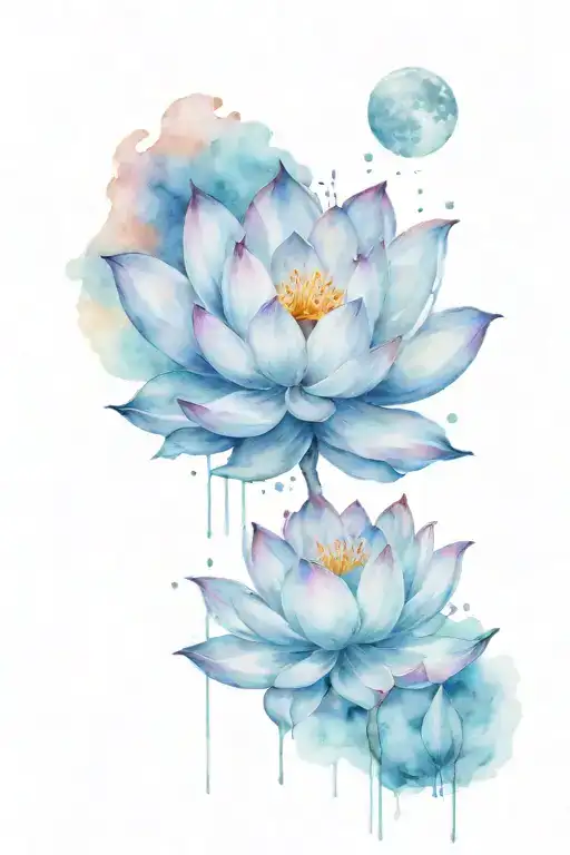 moon and lotus tattoo design idea