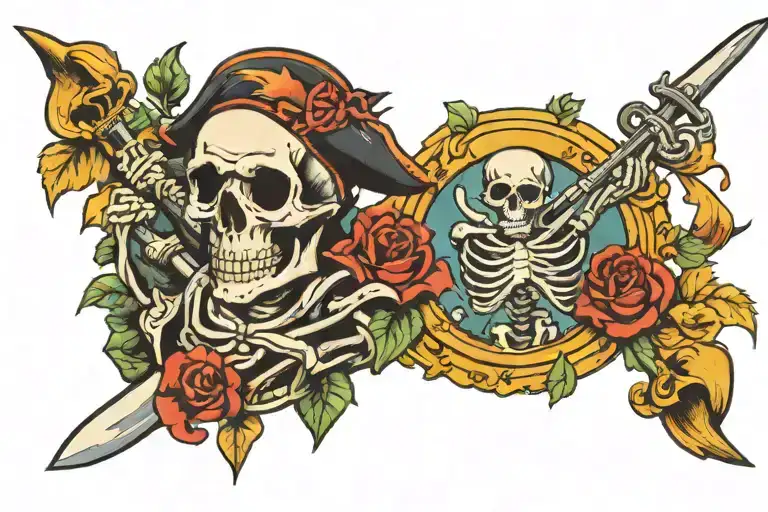 skeleton, October, pirate tattoo design idea