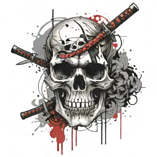 Katana Piercing Skull tattoo design idea