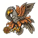 liverbird rising wings spread  tattoo design idea