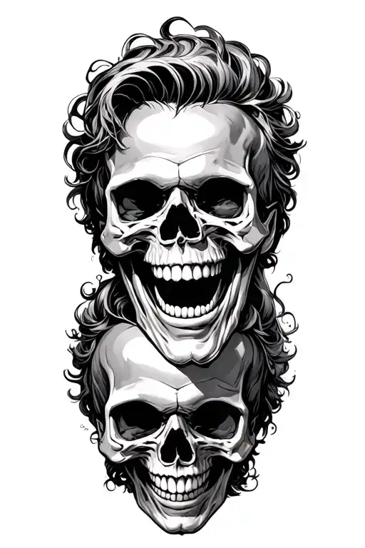 rich man laughing on skulls tattoo design idea