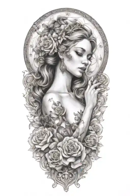 fortuna goddess sexy fit tattoo design idea