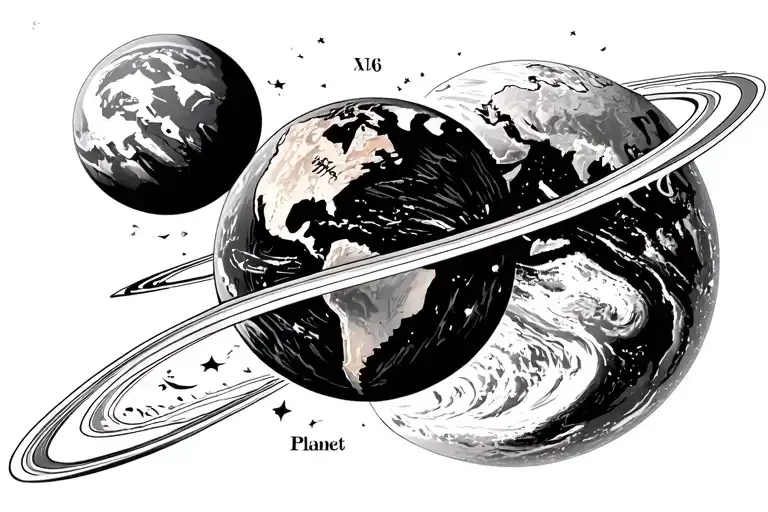 Planet Earth, Roman numerals (January 14, 2006) next to the planet tattoo design idea
