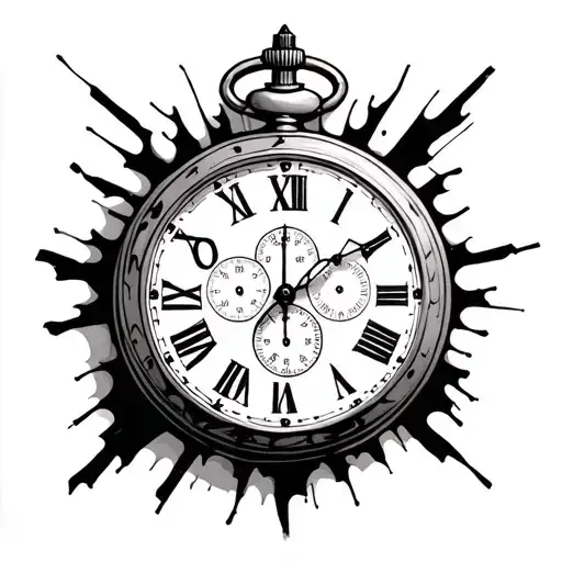 pocket watch with cross rip tattoo design idea