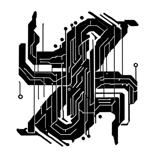 circuits and wires hanging tattoo design idea