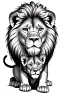 lion protecting cub looking tattoo design idea