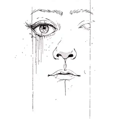 eye and eyebrow with clown slit through it  tattoo design idea