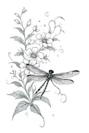 dragonfly and flowers tattoo design idea