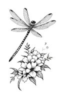 dragonfly and flowers tattoo design idea