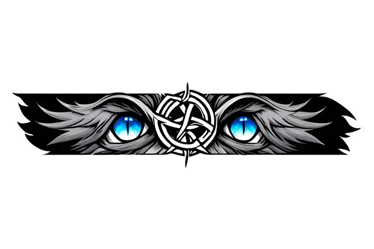 Wolf With Blue Eyes On Armor Tattoo Design Featuring Celtic Trinity Knot tattoo design idea