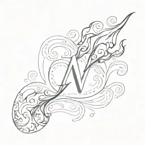 minimalist flame with the letter W hidden between the flame tattoo design idea