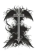 cross with big angle wings spread tattoo design idea