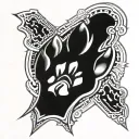 cyber sigilism surrounded a paw print tattoo design idea