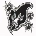 cyber sigilism surrounded a paw print tattoo design idea