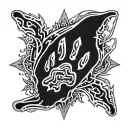 cyber sigilism surrounded a paw print tattoo design idea