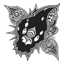 cyber sigilism surrounded a paw print tattoo design idea