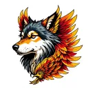 Wolf Phoenix tattoo design idea