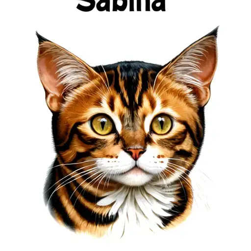 "Sabina" bengal playful cat tattoo design idea