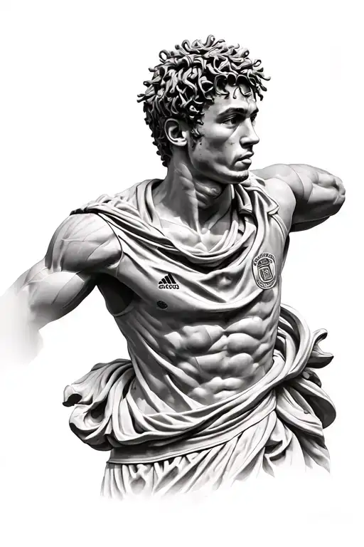 Roman statue, Neymar, FortunAlone tattoo design idea