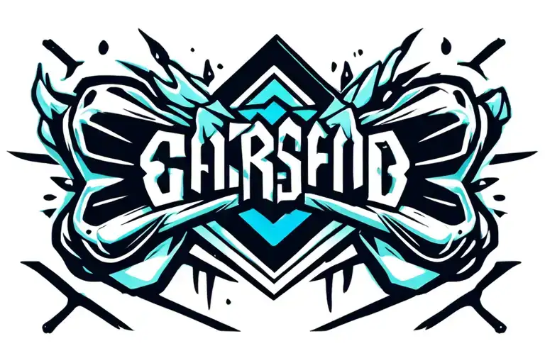 dog bone logo incorporated into the design using fang over fame tattoo design idea