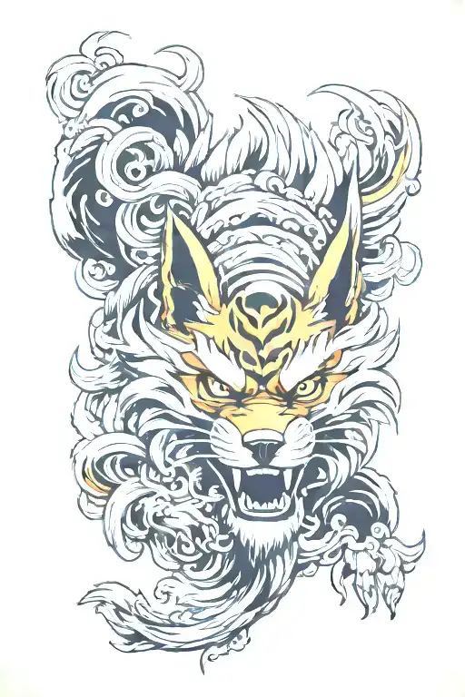Arcanine, mask, nature tattoo design idea