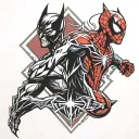 spiderman2099 and batman beyond logo combined tattoo design idea