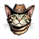 Cowboy cat tattoo design idea