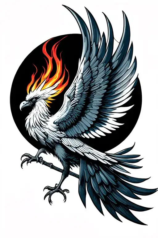 fiery phoenix with outstretched wings tattoo design idea