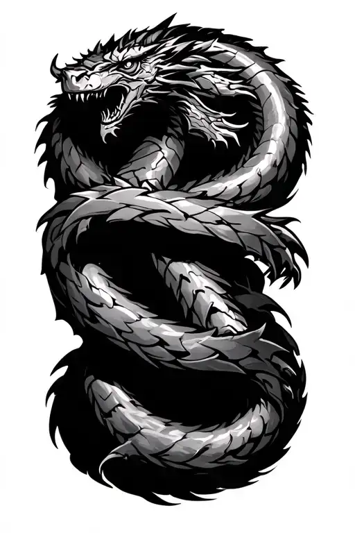 ouroboros viking dragon wrapped 1.75 inch diameter circle.  simple tattoo design idea